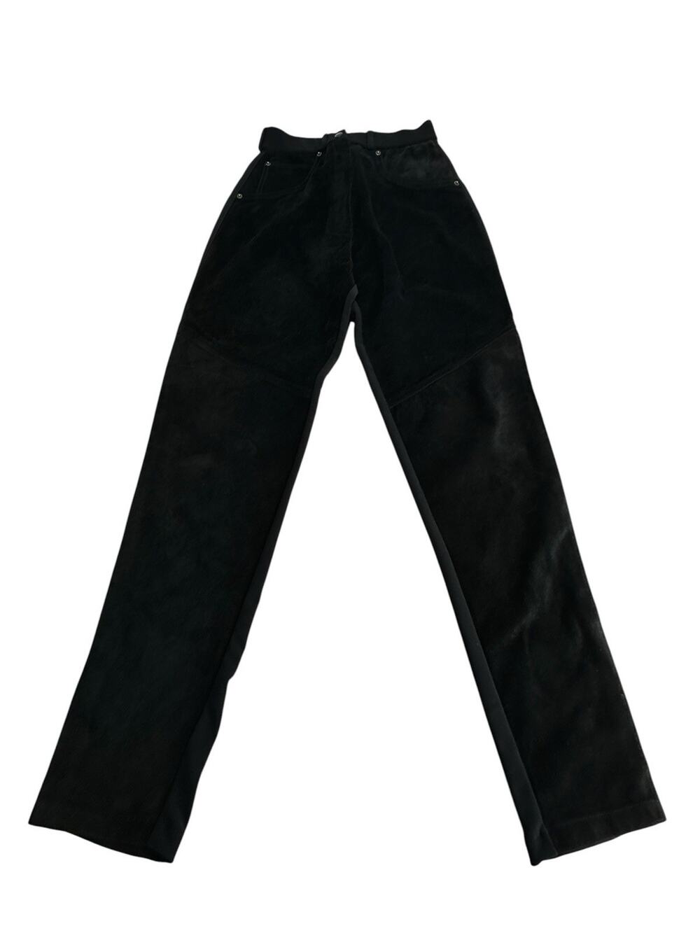 Andrea Isabella Black Leather Front Pants Size 8 XS Stretch Back